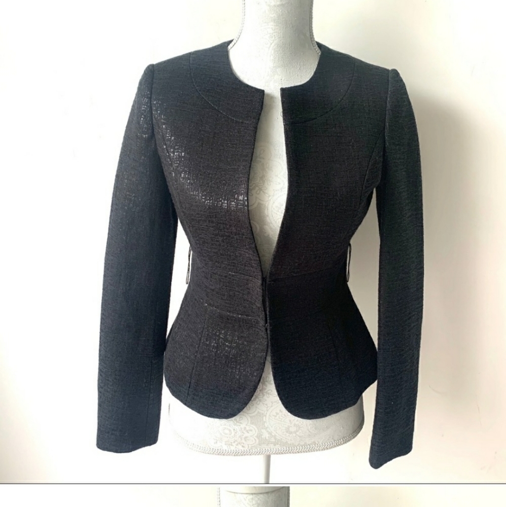 WHBM Shimmer Sparkle Black Fitted Suit Jacket